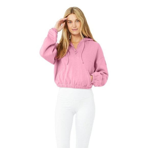 Alo Yoga Refresh Stadium Half Zip Hoodie - Parisian Pink - Size Small - Picture 7 of 7